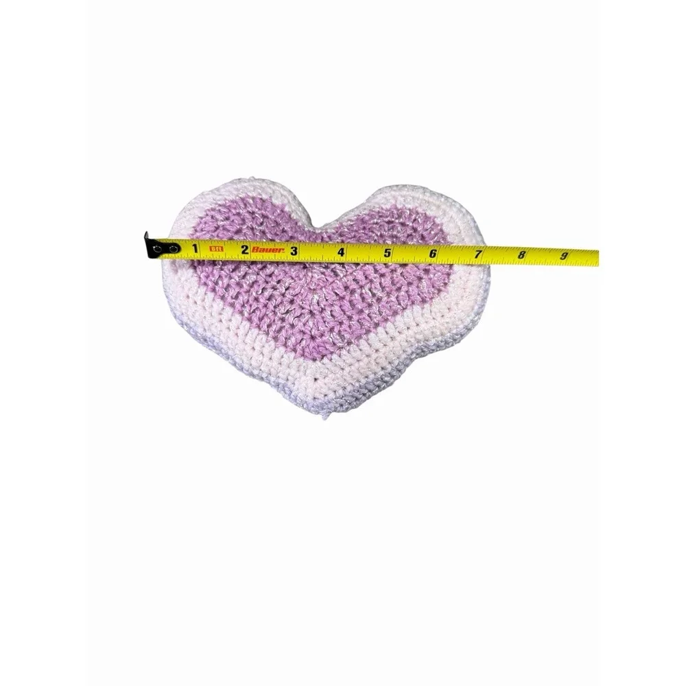 New Handmade Crochet Mini Throw Pillow pink purple heart